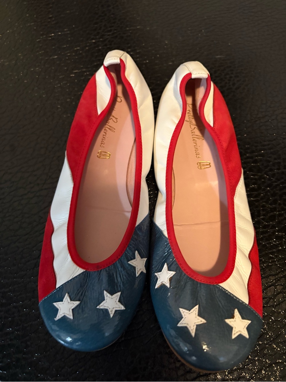 Pretty Ballerinas Red White Blue Star Flats